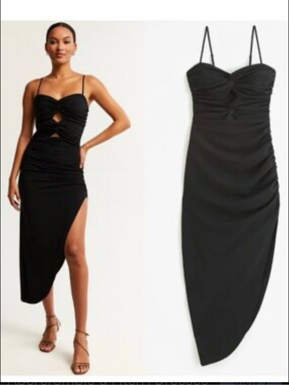 NWT Abercrombie & Fitch Front Cutout Asymmetrical Ruched Cutout Dress Size M